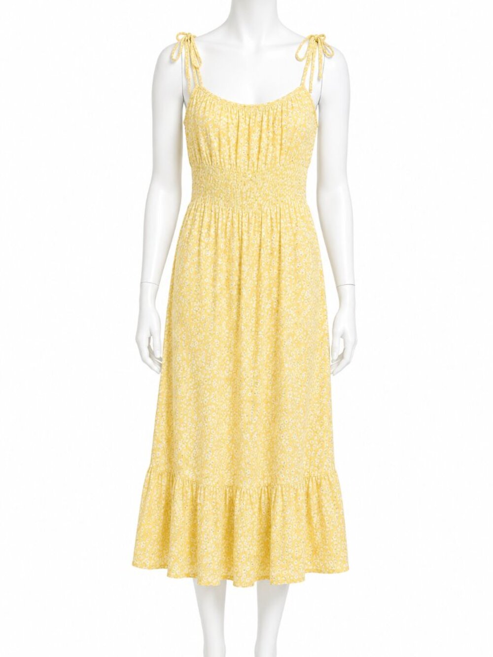 Japna Womens Small Midi Dress Yellow Floral